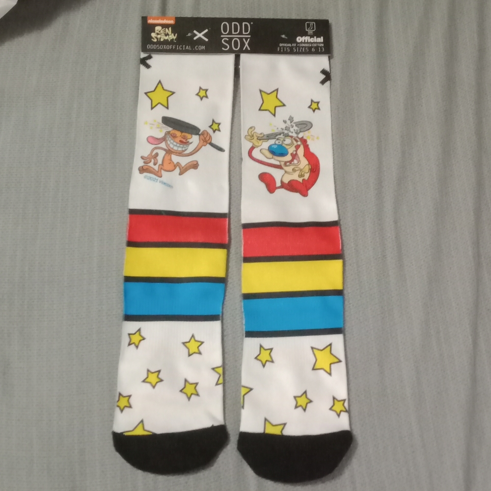 🆕 Ren and Stimpy Nickelodeon 90s Retro Cartoon Socks Mens Womens